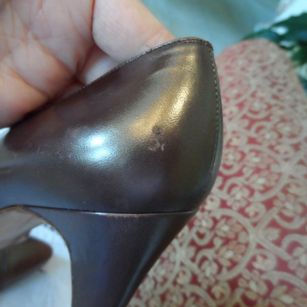 Chanel Light Brown Calf Leather Pumps w/Lizzard Trim cap Toe Size 38.5 - Picture 12 of 16